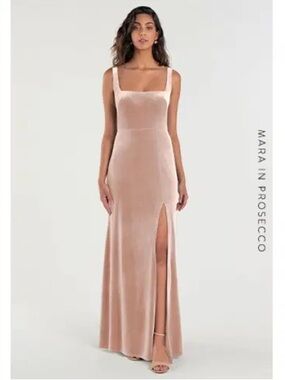 Jenny Yoo Mara Velvet Bridesmaid Dress Prosecco Size 8 Formal Gown